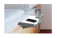 Bedside Shelf for Bed - College Dorm Room Clip On Nightstand with Cup Holder & Cord Holder - Nightstand for Students - Bunk Bed Shelf for Top Bunk - Kids Nightstand for Bedroom (Plastic, White)