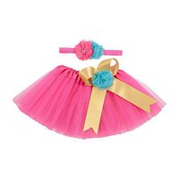 Newborn Baby Girls Photo Photography Prop Tutu Skirt Headband Outfit Clothes Set (Hot Pink)