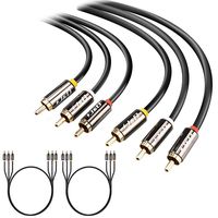 [2 Pack] 3RCA to 3RCA Cable, J&D Gold-Plated 3 RCA Male to 3 RCA Male Stereo Audio Cable, RCA Cables - 6 Feet