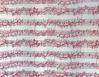 Red Musical Notes on Staff Christmas Gift Wrapping Paper 30" x 12'
