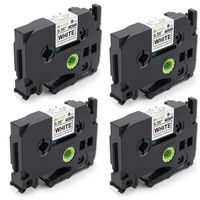 Compatible P-Touch TZe-221 9mm 0.35 Inch Laminated Black on White TZe Label Maker Tape, Compatible with Brother Ptouch D210 1280 1290 1880, 4-Pack