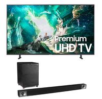 Samsung RU8000 82" 4K UHD TV with Klipsch BAR 48 Sound Bar + Wireless Subwoofer Home Theater System