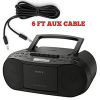 Sony Stereo CD/MP3 Cassette Boombox, AM/FM Radio, Cassette Recorder, Headphone & Auxiliary Jacko, Black - Includes a 6 FT Aux Cable