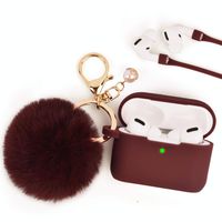 Airpods Pro Case, Filoto Airpod Pro Case Cover for Apple AirPods Pro Wireless Charging Case, Cute AirPods 3 Case Silicone Protective Accessories Keychain/Pompom/Strap 2019 (Burgundy pro)