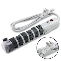 8-Outlet Rotating/Pivoting Power Strip, Cable Management, 2160 Joules Surge Protection with Flat 360 Degree Plug - 6ft Cord