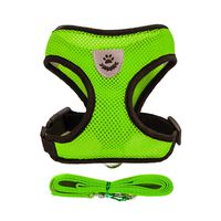 Soft Mesh Dog Harness Vest, Large Dog Harness, Night Reflective Adjustable Mesh Harness with Padded Vest and Leash（Green）