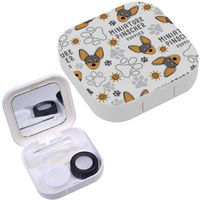 Portable Contact Lens Case Box Travel Kit Mirror + Bottle + Tweezers Container Holder [ Miniature Pinscher Dog Breed ]