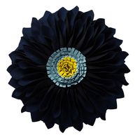 JWH Handmade 3D Flowers Accent Pillow Round Sunflower Cushion Decorative Pillowcase with Pillow Insert Home Sofa Bed Living Room Decor Gift 12 Inch / 30 cm Solid Suede Navy Blue