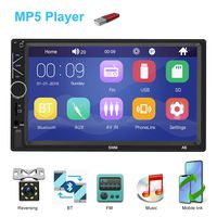 Car Radio 2 Din Bluetooth Car Player AMprime 7-inch Capacitive Touch Screen Mirror Link for iOS/Android Phone FM Receiver MP5 Car Player USB SD AUX-in + Rear View Camera