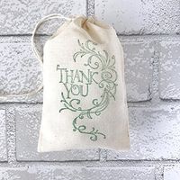 Thank You Favor Bag Muslin Bag Wedding Welcome Gift Bag Baby Shower Party Favor Vintage Vine Scroll Leaves Rustic Country Bachelorette Bridesmaid Birthday