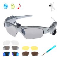 WONFAST Wireless Bluetooth Headphones Music Sunglasses Sun Glasses Headset Earphone Handsfree for iPhone 6/6plus/5s/5c/5 Samsung Galaxy Note 2 3 S3 S4 S5 S6 S6 Edge HTC and Bluetooth Mobile Phones Tablet PC + Free Replaceable 4 Pairs lens(Silver)