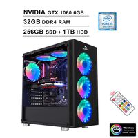 2020 NexiGo Quantum-Flux Liquid Cooled VR Ready RGB Gaming Desktop Computer (Intel 6-Core i5-9400F 2.9GHz, NVIDIA GTX 1060 6GB GDDR5, 32GB DDR4 RAM, 256GB SSD (boot) + 1TB HDD, HDMI, WiFi, Windows 10)
