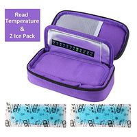 Temperature Display Medical Travel Cooler Bag with Ice Gel Insulin Cooling Case Diabetic Cooler Bag Syringes Chill (Purple)