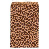 Ikee Design 200 Pcs of 6" X 9" Flat Plain Leopard Prints Paper or Patterned Kraft Bags for Candy, Cookies, Merchandise, Party Favors, Gift Bags, Small Paper Bags