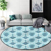 RUGSMAT Damask Round Kids Rugs,Retro Floral Ornamentation Floor Mat Home Decor Round-63