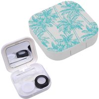 Portable Contact Lens Case Box Travel Kit Mirror + Bottle + Tweezers Container Holder [ Ink Sketch Coconut ]