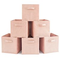 EZOWare Set of 6 Basket Bins Collapsible Storage Organizer Boxes Cube for Nursery Home - Pale Dogwood