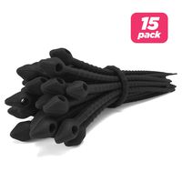 Reusable Silicone Cable Twist Ties Organizer Perfect for Cord Management, Electronics Wire Strips, Kitchen, Garden Rubber Wraps and Gear Zip Tie Straps (7 inches, Non-Velcro), 15 Pack - Black