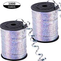 2 Pack 500 Yards Silver Crimped Curling Ribbon Shiny Metallic Balloon Roll Gift Wrapping Ribbon for Florist Flowers Decoration Party Festival Art Craft Decor