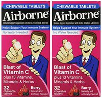 Airborne Very Berry Chewable Tablets, 32 count - 1000mg of Vitamin C - Immune Support Supplement (Packaging May Vary) ( Pack of 2)