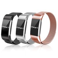 runme Replacement Bands for Fitbit Charge 2-Stainless Steel Metal Bracelet with Magnet Clasp, Smart Wristband Accessories, Silver+Black+Pink/6.5"-9.9"