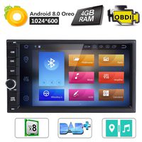 HIZPO 7" Double 2Din Car Radio Stereo Audio Android 8.0 Oreo,4GB RAM 32GB ROM Octa-Core Universal Car GPS Navigation Head Unit with Bluetooth,WiFi Connection OBD2 DVR TPMS(NO DVD/CD)