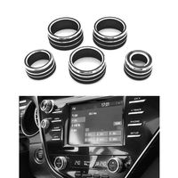 Thor-Ind 5pcs Center Console Knob AC Air Conditioning Button+Audio+Function+Rear Mirror Knob Button Cover Trim for Toyota Camry 2018 2019 2020 (Black)