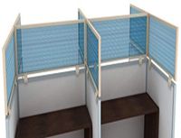 12" Polycarbonate Cubicle Mounted Privacy Panel with Small Brackets