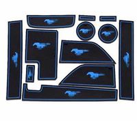 JDopption Blue Car Styling Rubber Gate Slot Pad Mat Cup Mat for Ford Mustang 2015 Up
