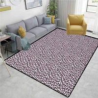 YucouHome Leopard Print Striped Bath Mats for Floors, Pink and Black Colored Girlish Pattern Safari Savannah Wildlife Theme, Fashionable High Class Living Dinning Room(2.5'x 7') Pink Black White