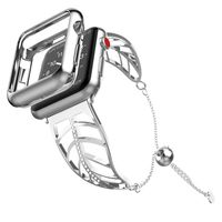 UooMoo Women Crystal Diamond Bracelet with Case Compatible Apple Watch Band 38mm, Ladies Girls Stainless Stee Metal Strap Jewelry Wristband Bangle Chain Compatible Apple iWatch 1 2 3 Black