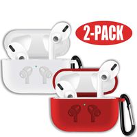 ADWLOF Compatible for AirPods Pro Case, Wireless Charging Supporting, Shockproof Protective Silicone Cover Skin for AirPods Pro Charging Case Series 3,Red&White