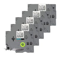 LabelPros Replace TZ Tape 12mm 0.47 Inch Standard Laminated TZe 131 TZ-131 TZe-131 Label Tape Cartridge Compatible for P-Touch PT-D210 PT-H110 PT-D400AD PT-P900W, Black on Clear, 5 Pack
