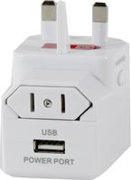 WORLD International Travel Adapter Plug for Universal Input with Dual Input for USB, Type A, C & G All-In-One AC Power Plugs Pack - WHITE
