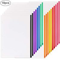 EOOUT 18pcs Poly Zippered Binder Pockets, 3-Hole Punched Envelope File Folder Document Bags, 8 Color Zipper Pouches, A4 Size