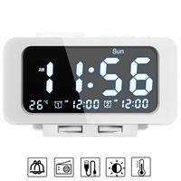 Smises Alarm Clock Radio - FM Radio, Dual USB Port for Charging, Temperature Display, Dual Alarms, 5 Level Brightness Dimmer, Adjustable Alarm Volume, Sleep Timer for Bedrooms - White