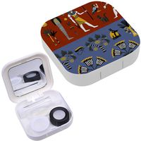 Portable Contact Lens Case Box Travel Kit Mirror + Bottle + Tweezers Container Holder [ Ancient Egyptian Religion ]