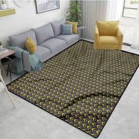 TableCoversHome Grey and Yellow Natural Fiber Area Rug for Baby Nursery, Sequential Arrows Pattern Printing Carpet, Easy Maintenance Area Rug Living Room Bedroom Carpet (6.5'x 9.7')
