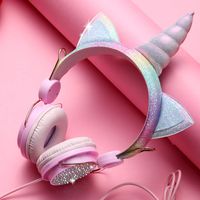 KORABA Kids Headphones 3.5mm Wired Unicorn Girls Headsets for Christmas/School/Travel/Birthday Gifts/Festivals