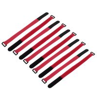 uxcell 10 Pcs 300mm x 20mm RC Battery Hoop Loop Cable Tie Down Strap Red