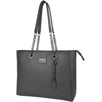 Laptop Tote,15.6 IN Top Zip Large Laptop Bag PU Leather Multi-Function Shoulder Bag with Sturdy Lengthen Chain-link Straps for Women