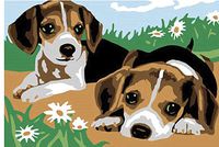 ABEUTY Paint by Numbers for Kids, Two Dogs, Puppy Puppies Animals Framed Canvas Ages 4+ (Dogs)