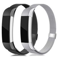 LNOOIU Metal Bands Compatible with Fitbit Alta, Replacement for Alta HR Stainless Steel Bands Adjustable Accessory Wristband for Alta Bracelet Women Men Girls Boys(2 Pack Large B)