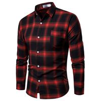 Men's Plaid Printed Shirts,LuluZanm Sales! Male Fashion Business Leisure Long-Sleeved Top Vintage Button Down Blouse Red