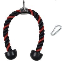 Universal Tricep Rope Pull Down - 28 Inch Heavy Duty Nylon Rope, Easy to Grip & Non Slip Cable Attachment, Ideal for Professional Gyms Too（Black Red）