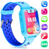 Kids Smart Watch Phone GPS Tracker Gadget HD Touchscreen Smartwatch SOS Dial Call Micro Chat Camera Anti-Lost Math Game Wrist Watch Alarm Clock Flashlight for Boys Girls Birthday Gifts (Blue)