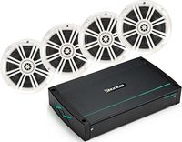 KICKER Bundle of 5 Items 44KXMA800.5 5-Channel KXM Series Marine Amplifier with 41BKM604W 6-1/2" KM Series 2-Way Speakers White (2 Pairs)