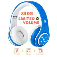 Midola Volume Limited 85dB Kids Headphone Bluetooth Wireless Over Ear Foldable Stereo Sound Noise Protection Headset with AUX 3.5mm Cord Mic for Boys Girls Kids Cellphone pad Tablets TV Blue