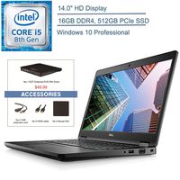 2020 Dell Latitude 5490 14" Business Laptop Computer, 8th Gen Intel Quad-Core i5 8350U up to 3.6GHz, 16GB DDR4 RAM, 512GB PCIe SSD, AC WiFi, Windows 10 Pro + EST External DVD + Accessories