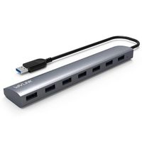WAVLINK USB 3.0 Hub, 7 Port Aluminum USB 3.0 Data Hub with 5V/4A Power Adapter USB Splitter Hot Swapping for MAC, PC, USB Flash Drives and Other Devices
